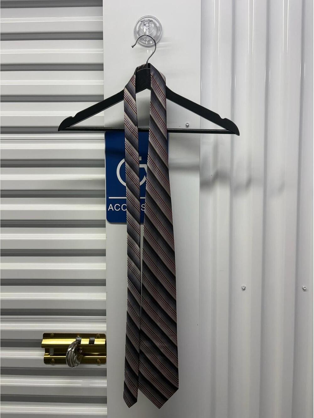 Platinum Designs Platinum Designs Silk Tie Gray Black Red Diagonal Stripe